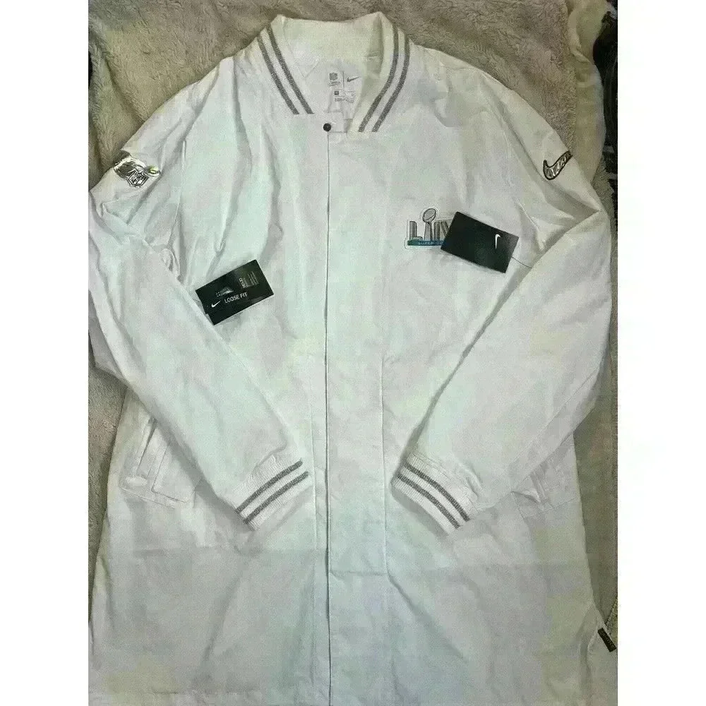 Nike Super Bowl 2020 Onfield Apparel XL‎ White Jacket Windbreaker Long Loose